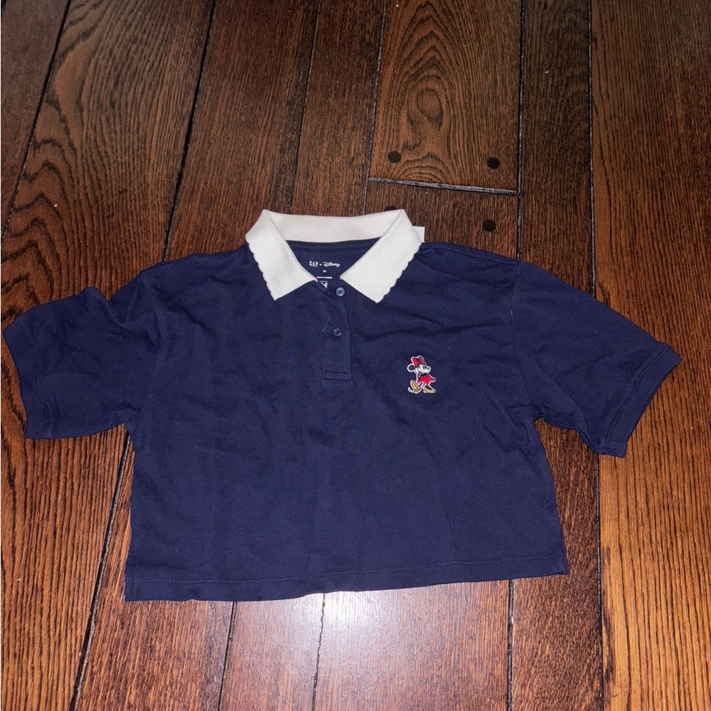 GAP DISNEY Navy Polo with Embroidered Character Minnie Mouse Mickey NWT top shir